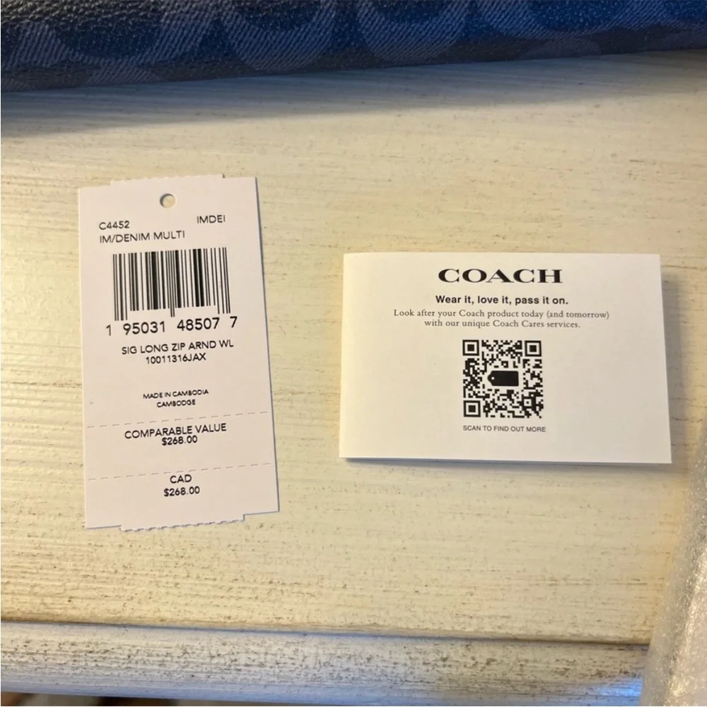 Coach Wallet Long Zip Around w/ Wrist Strap Denim Multi NWT - Picture 5 of 6